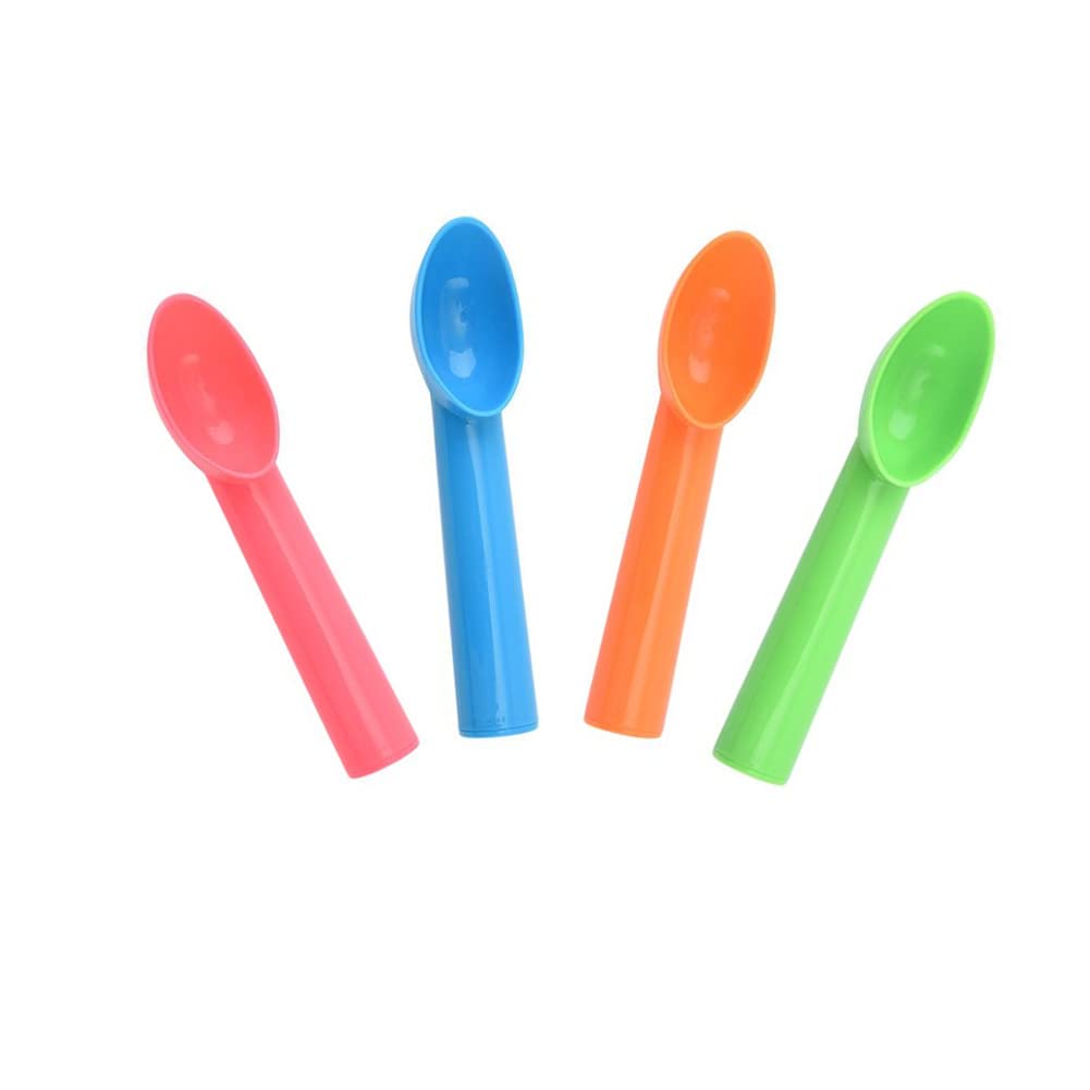 4 Pack Plastic Ice Cream Scoop Nonstick Anti-Freeze Ice Cream Scooper For Fruits, Watermelon, Yogurt, Melon Ball, Sorbet Spoon K